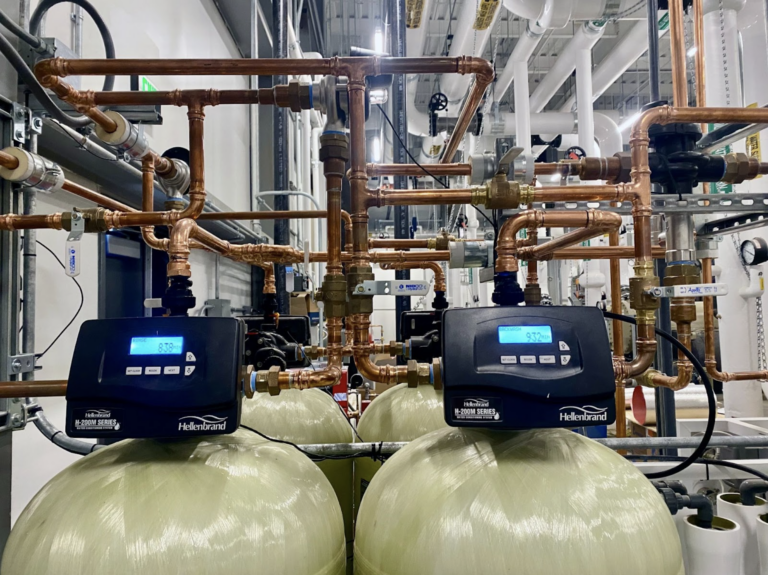 A Hellenbrand H-200M Series commercial water softener designed for industrial or high-demand applications